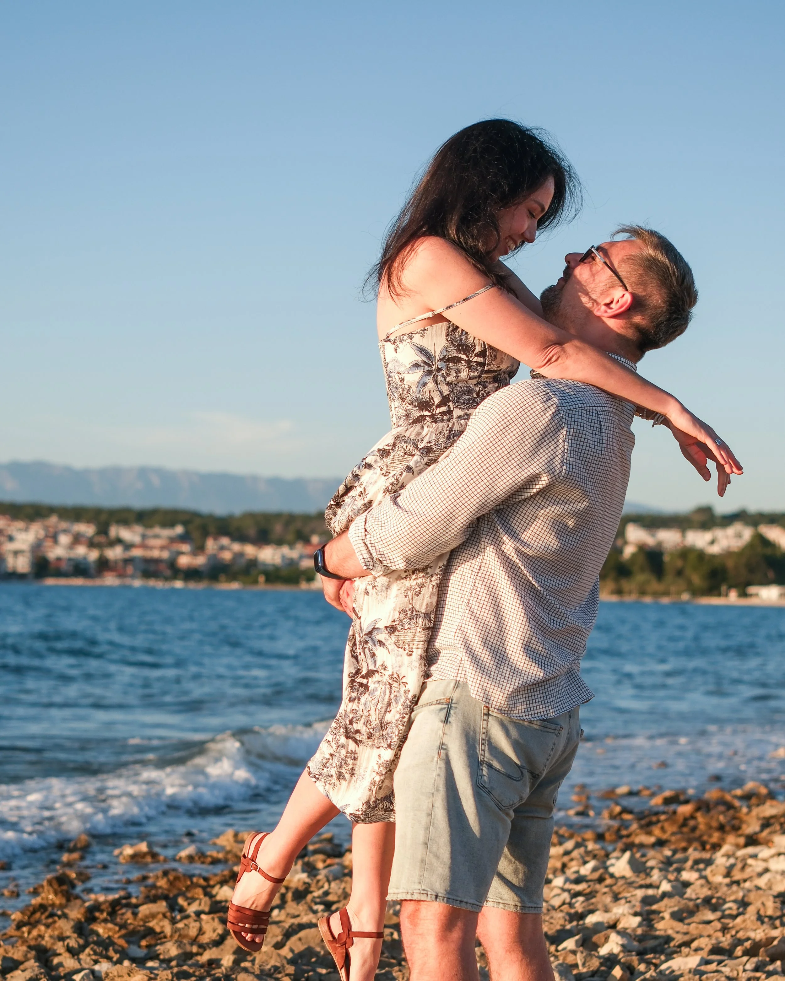 couple photoshoot in Zadar at sunset by the Adriatic Sea
