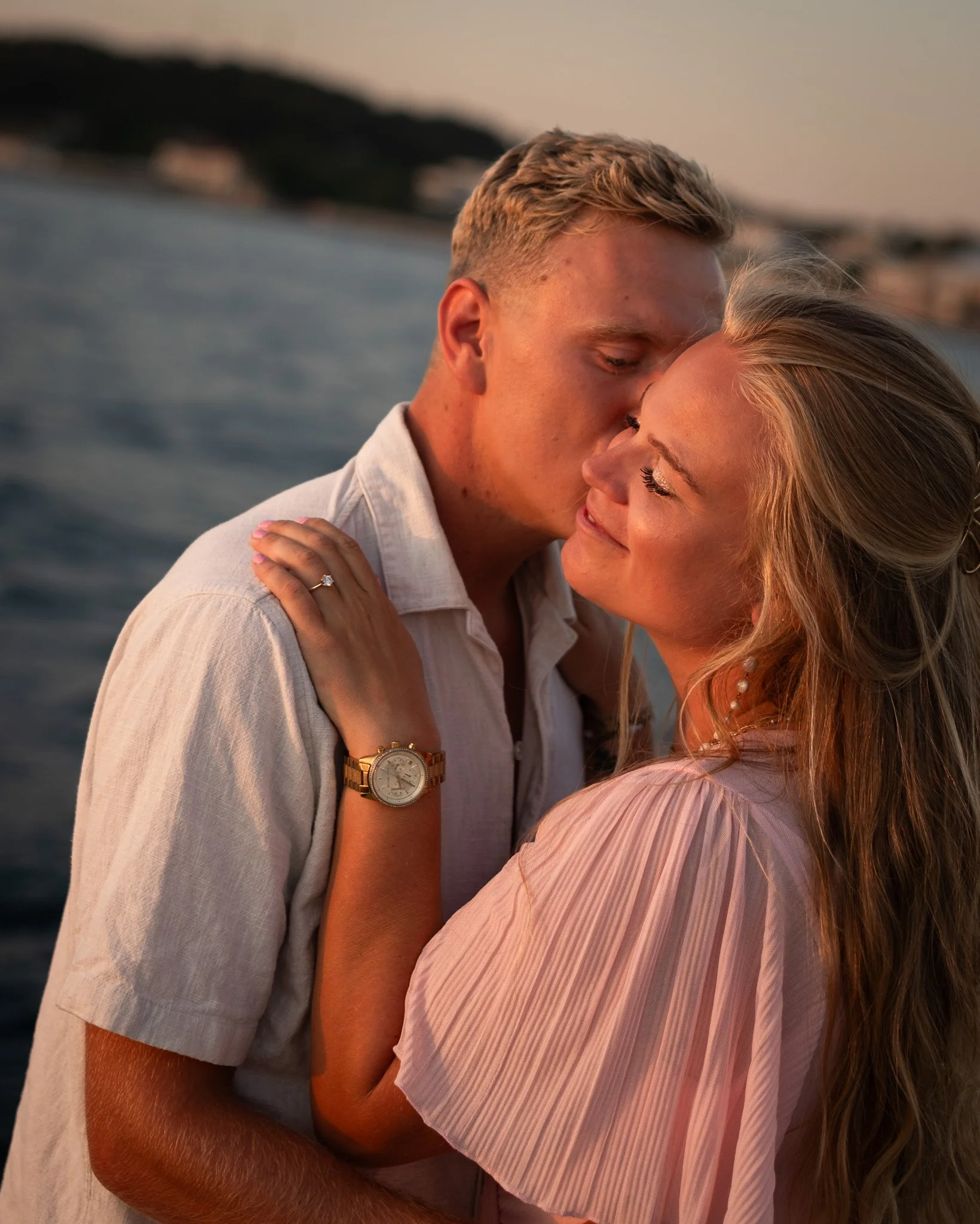 romantic couple photoshooting at sunset Rovinj