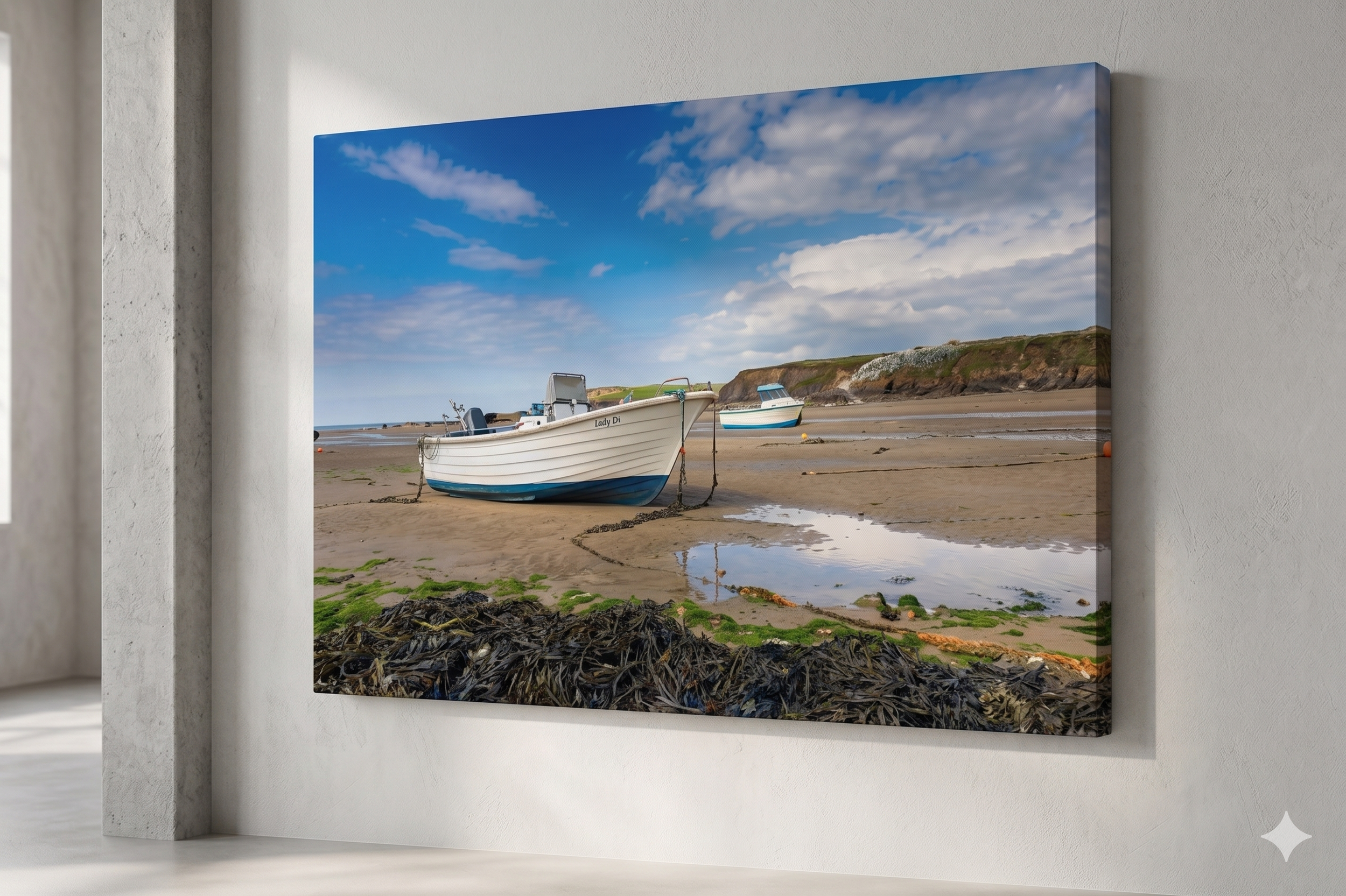 Medium Canvas on the Wall of a boat in Bude Haven