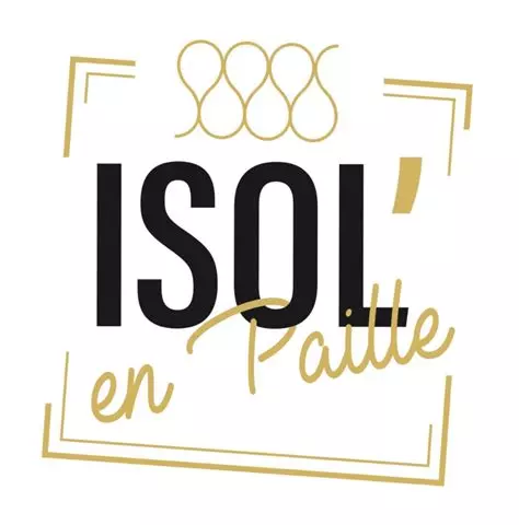 Logo avec texte 'ISO en Palette' et des éléments graphiques dorés