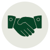 Icon of two hands shaking, symbolizing agreement or partnership.