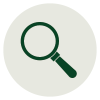 Magnifying glass icon on a light gray circular background