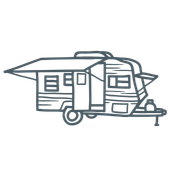 Line drawing of a futuristic vehicle that resembles a spaceship or hovercraft.