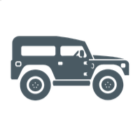 Outline of a four-door SUV vehicle in dark gray.