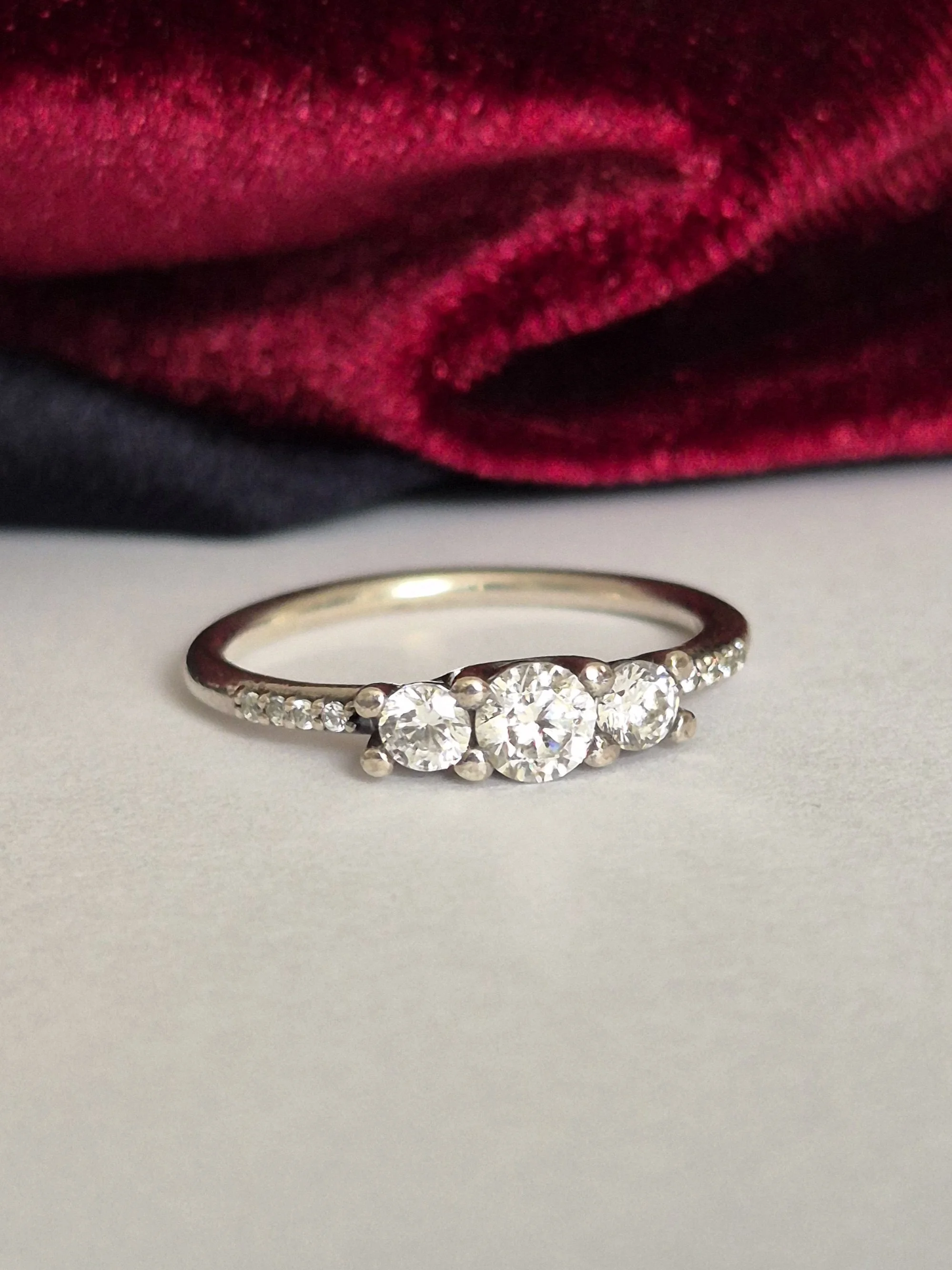 Zirconia Trilogy Ring in Sterling Silver Setting