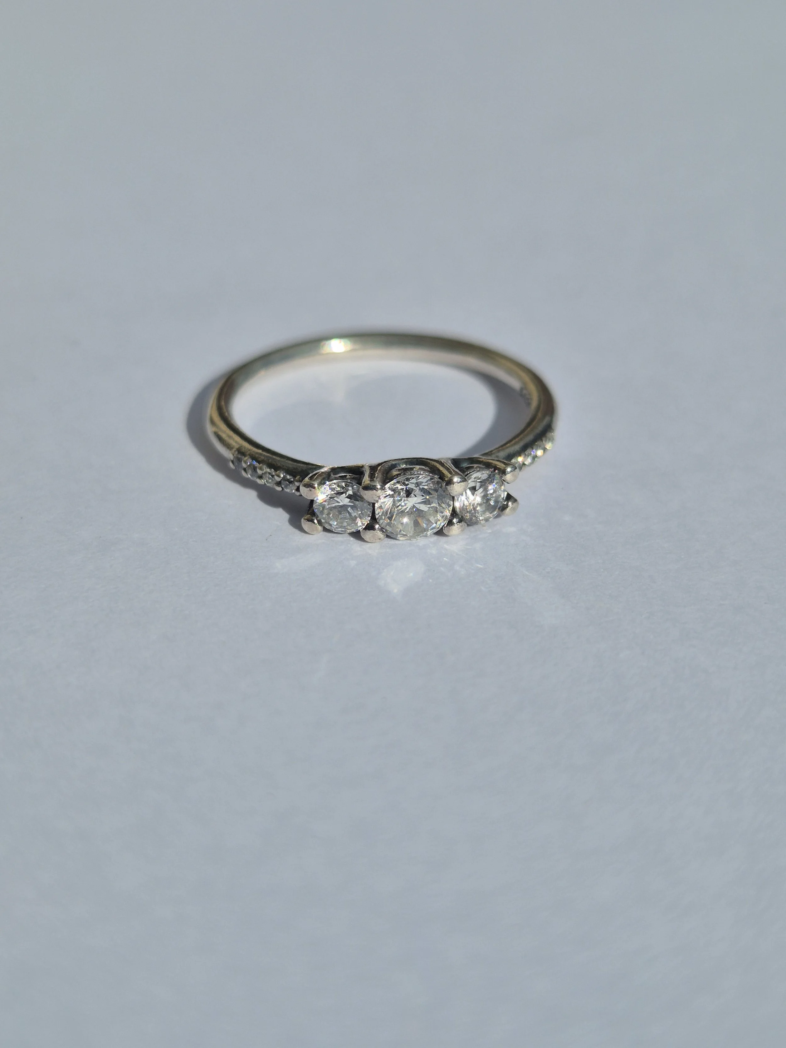 Zirconia Trilogy Ring in Sterling Silver Setting