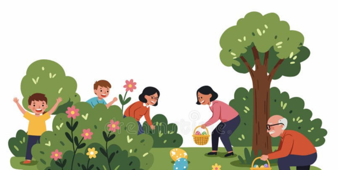 Kids hunting for Easter eggs