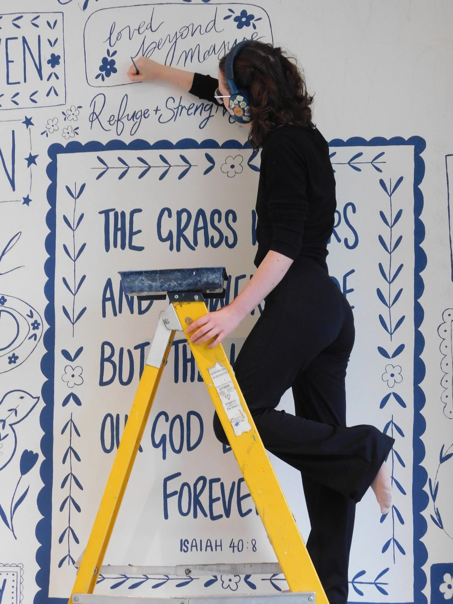 Wall mural project titled "The Word of God". Painted in February 2026 at Cliff College. Artwork based on Isaiah 40:8