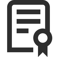 Icon of a certificate or award with a ribbon.