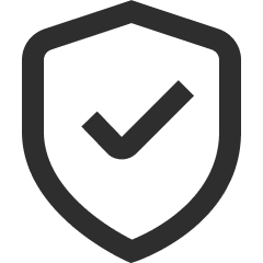 A shield icon with a checkmark in the center, representing security or protection.