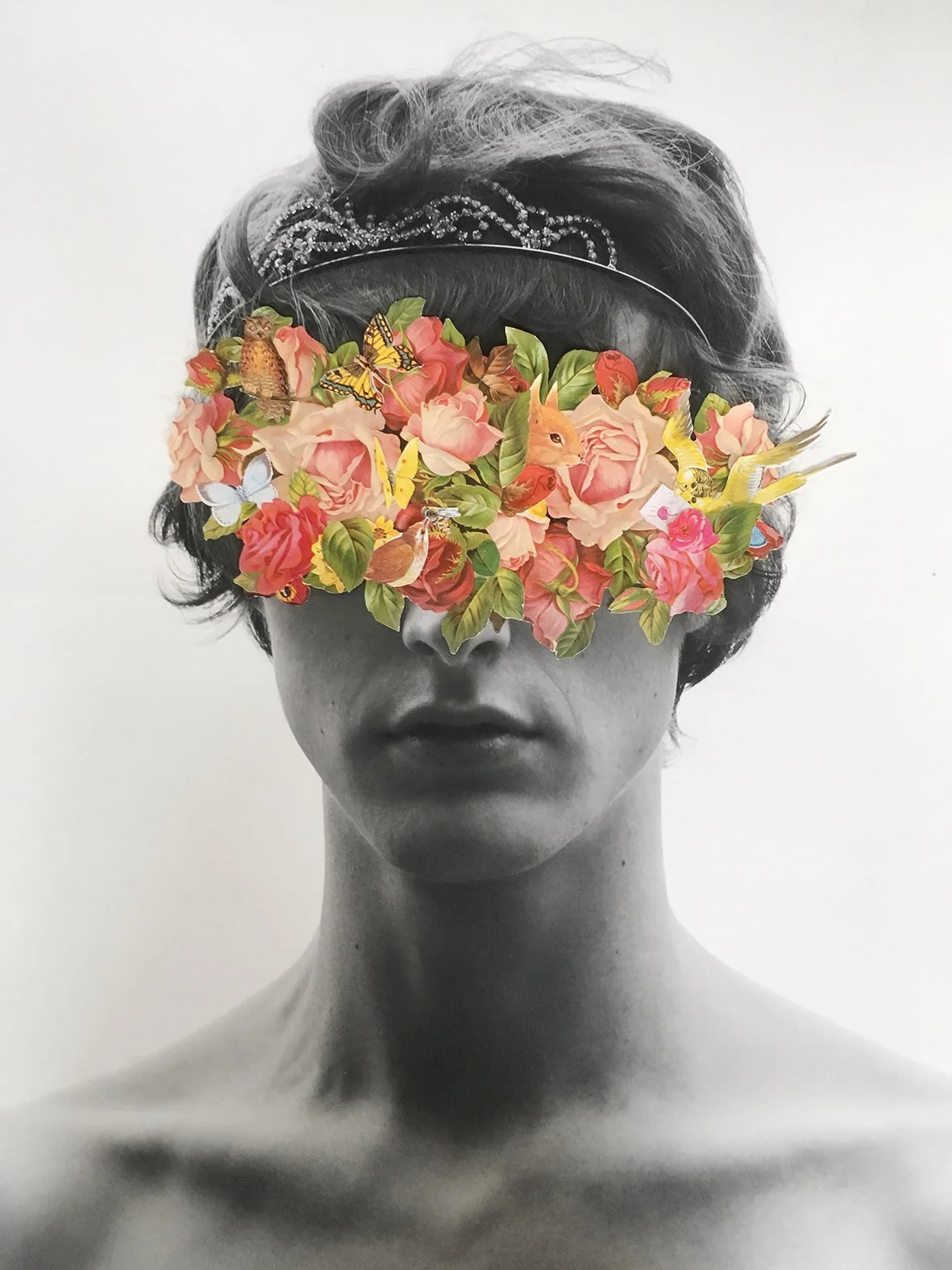 Boy with flower mask