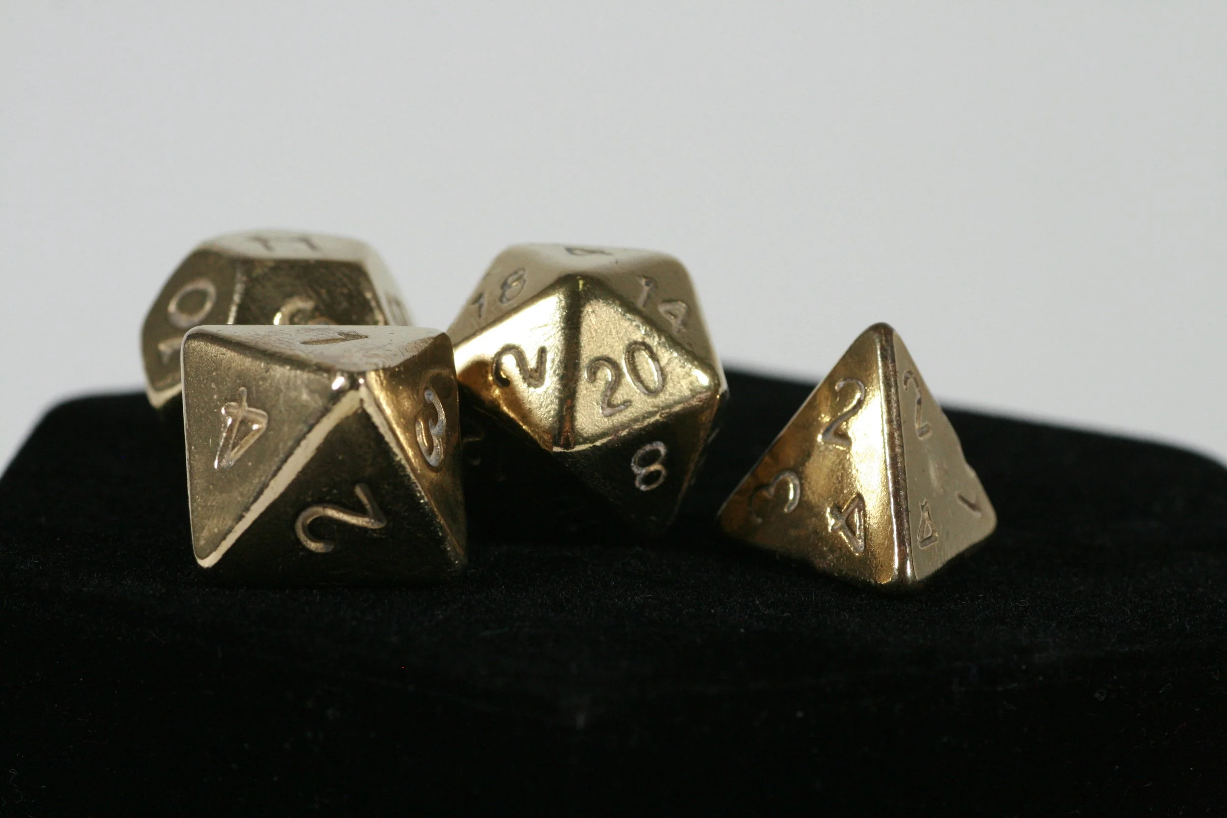 4 Brass Cast DnD Dice