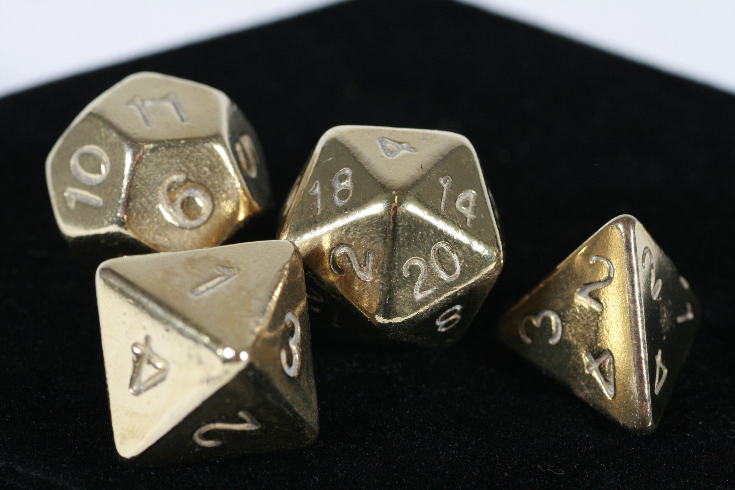 4 Brass Cast DnD Dice