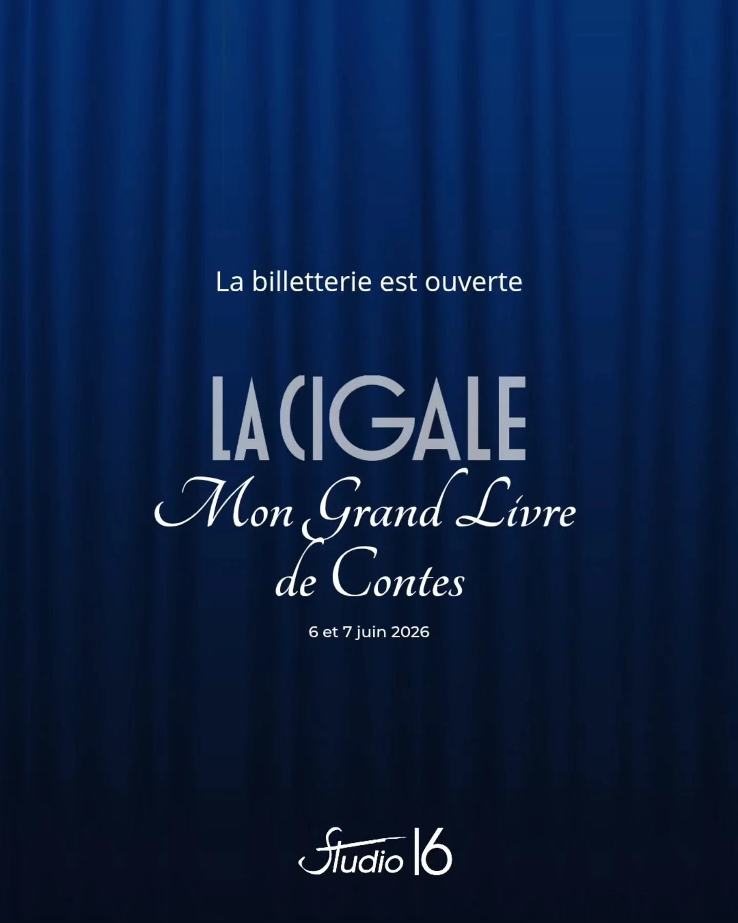 TOP D&Eacute;PART !
Les 6 &amp; 7 juin, &ldquo;Mon grand livre de contes&rdquo; prend vie &agrave; La Cigale 📖

🎟️ Billetterie ouverte mercredi 6 mai &agrave; 8h

Ne tardez pas, les places partent tr&egrave;s vite ! 
Soyez pr&ecirc;ts &agrave; plon