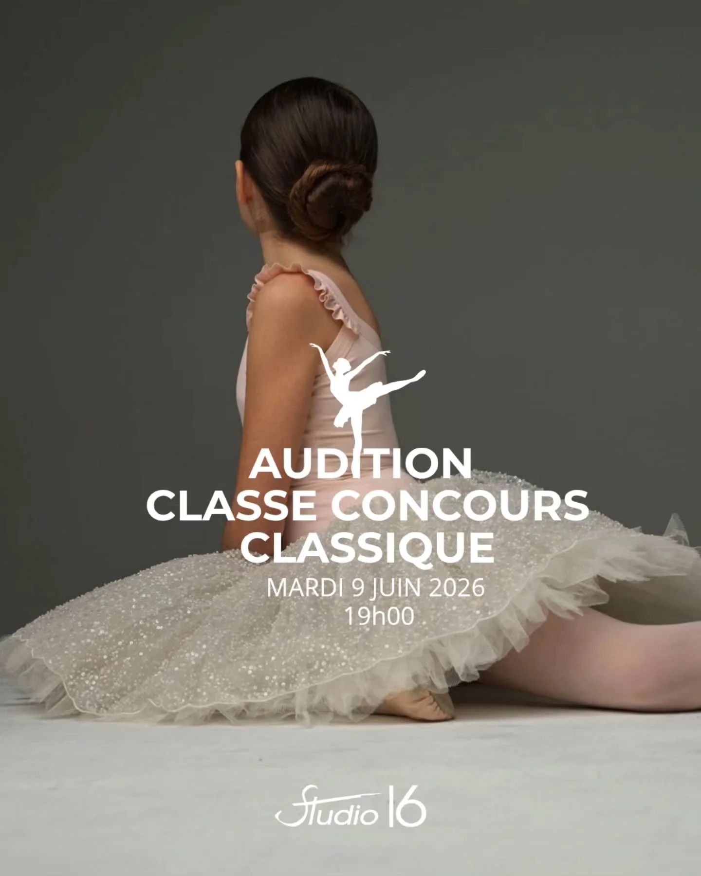 Les classes concours Classique et Modern Jazz ouvrent leurs portes pour la saison 2026-2027.
Vous r&ecirc;vez de monter sur sc&egrave;ne en comp&eacute;tition ? De vous d&eacute;passer, de repr&eacute;senter le Studio 16 et de vivre la danse autremen