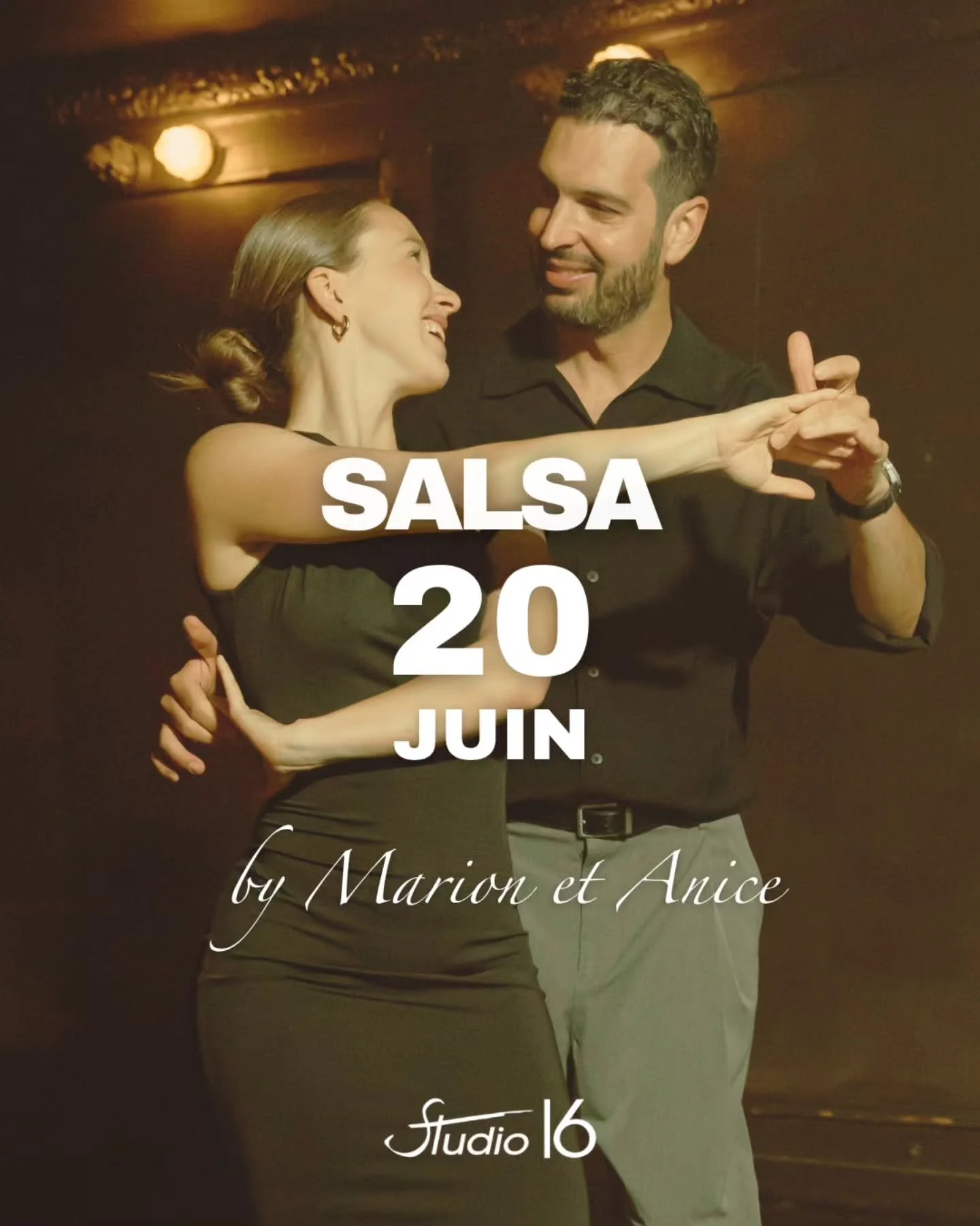 La salsa s&rsquo;invite au Studio 16 pour une apr&egrave;s-midi enti&egrave;re ! 🔥

Marion et Anice vous proposent 4 workshops pour explorer la salsa sous toutes ses formes &mdash; que vous soyez grand d&eacute;butant ou danseur confirm&eacute;.

💃