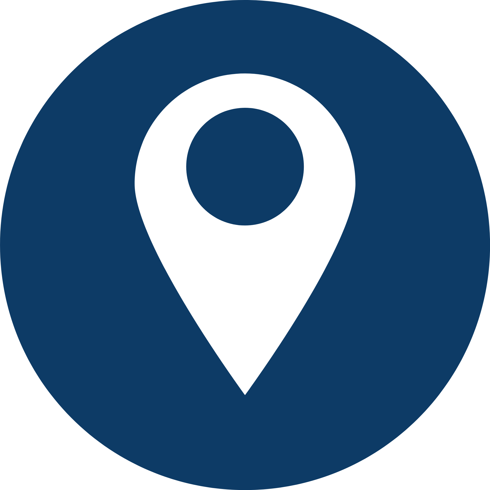 Blue circle with a black location pin icon in the center, representing a map or navigation marker.