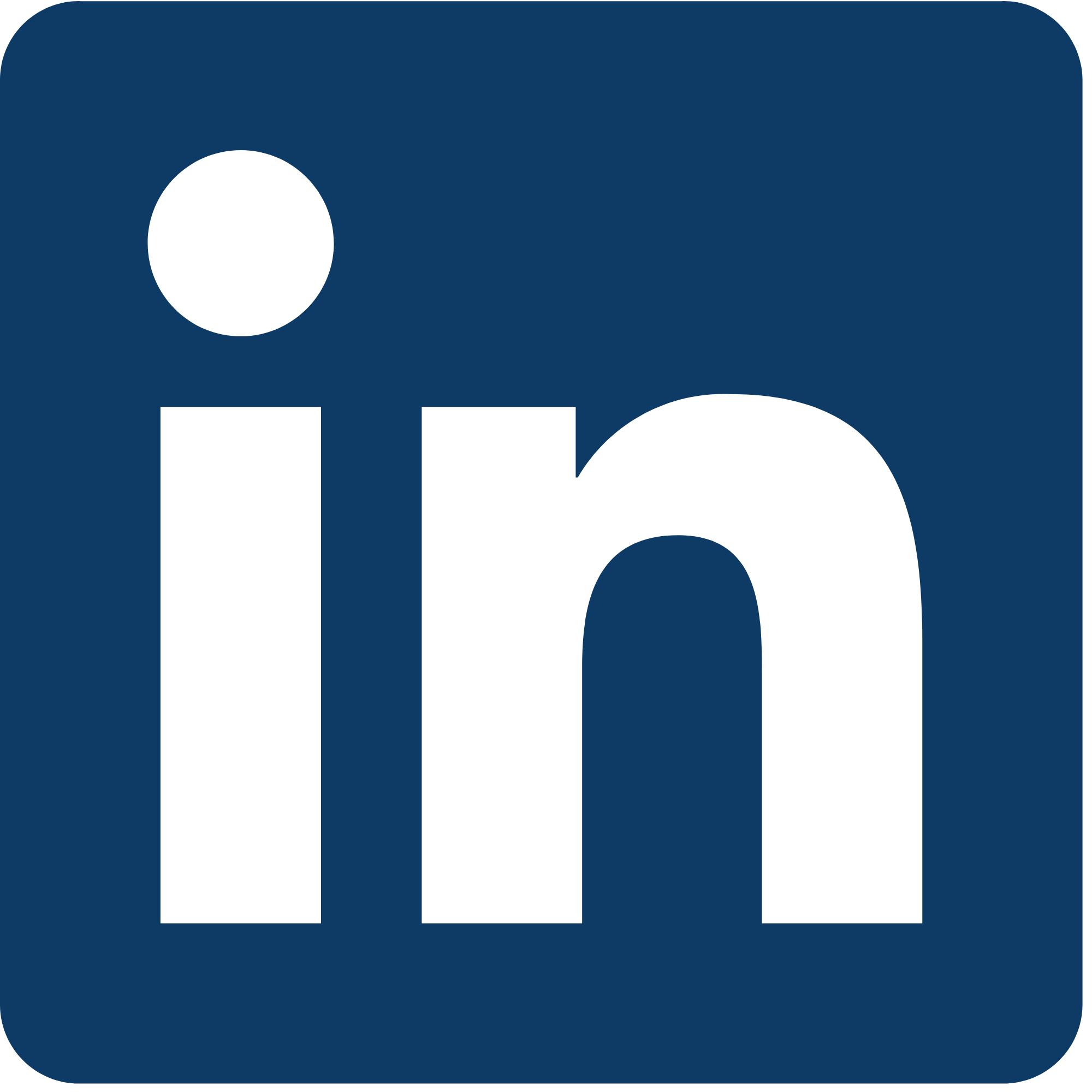 LinkedIn logo with blue background and black lowercase 'in' text.