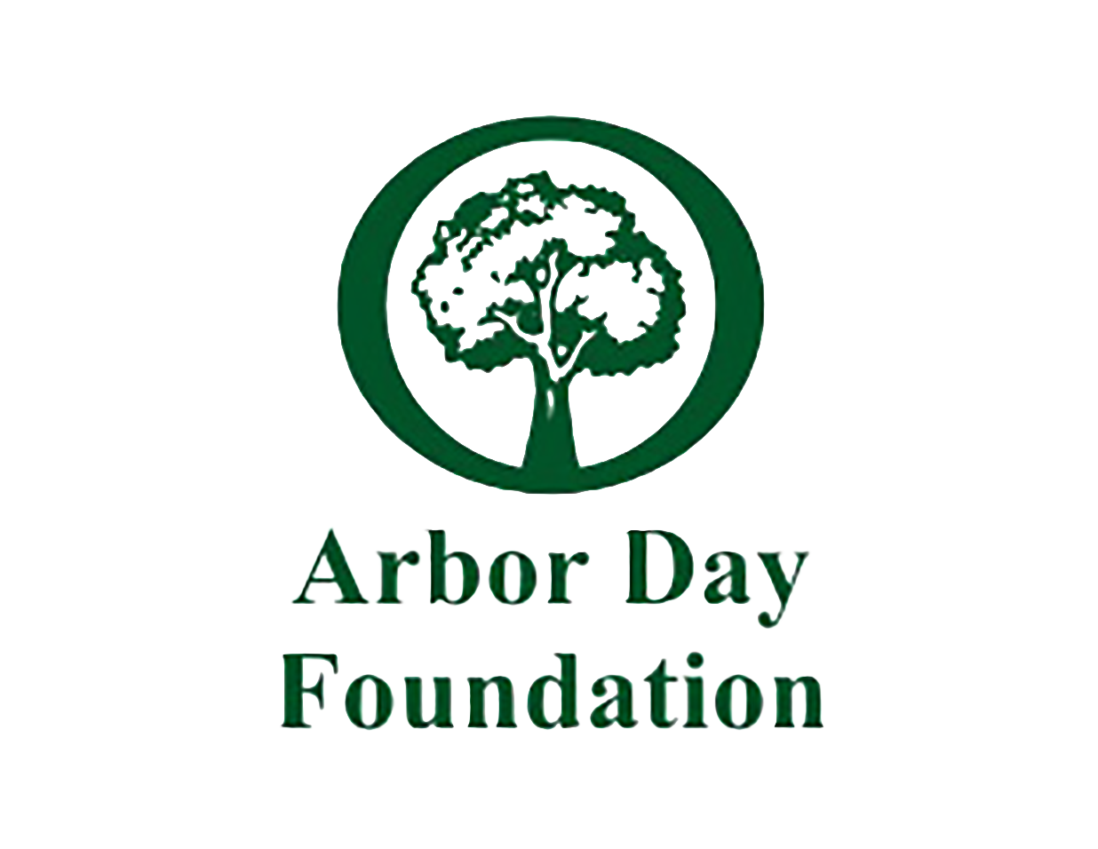 Logo of Arbor Day Foundation featuring a green tree inside a circle with the words 'Arbor Day Foundation' beneath.