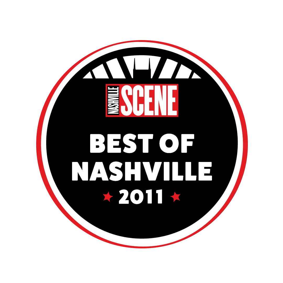 Logo for Nashville Scene, featuring a black, white, and red circular design with the text 'Best of Nashville 2011'.