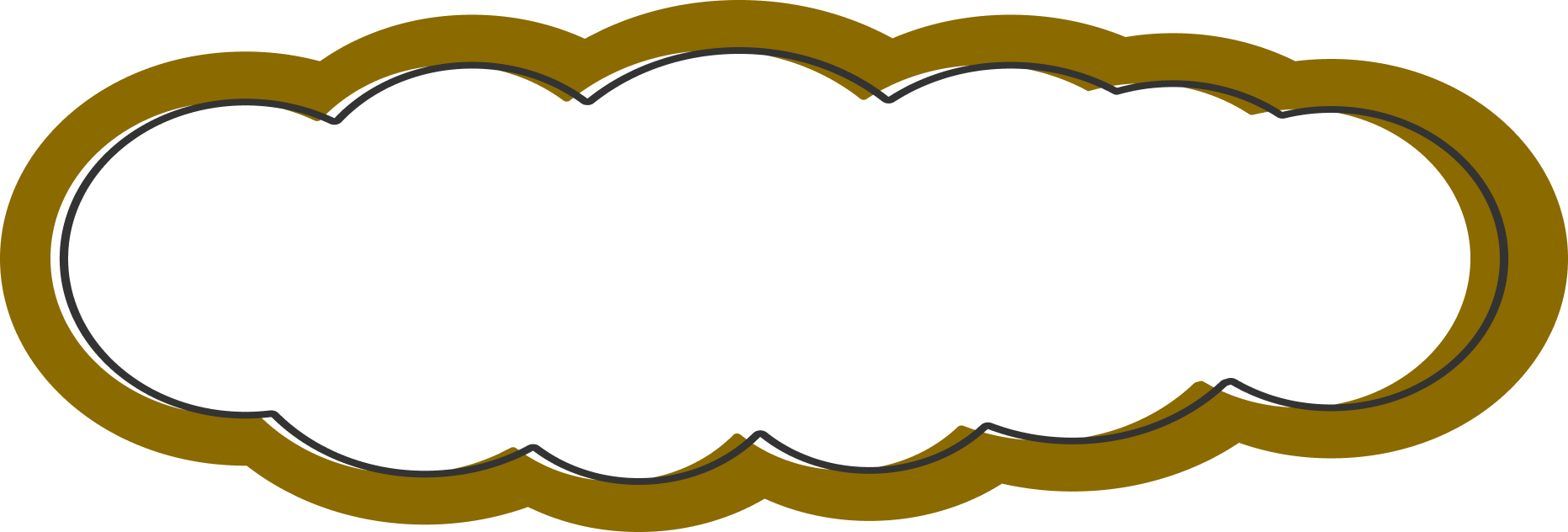 Blank white cloud-shaped speech bubble outlined in black with a gold border.