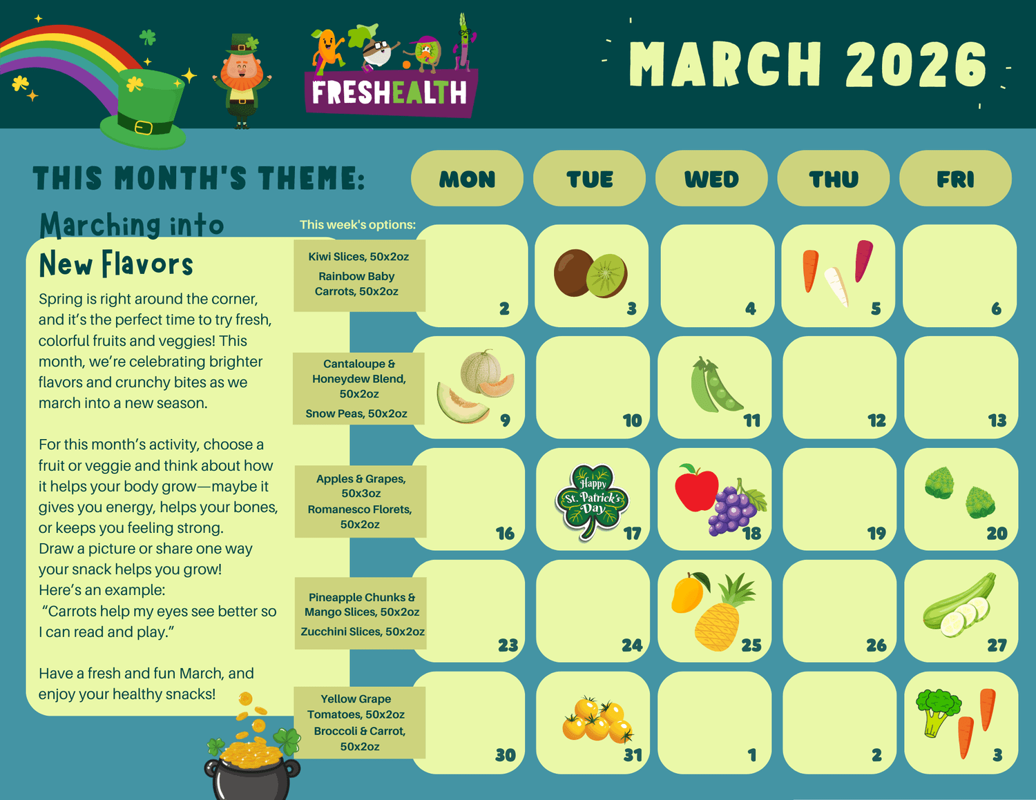 March 2026 FFVP Calendar DNO Produce FRESHEALTH