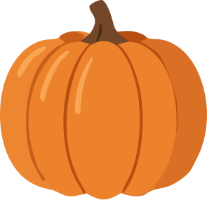 Illustration of a pumpkin with a brown stem.