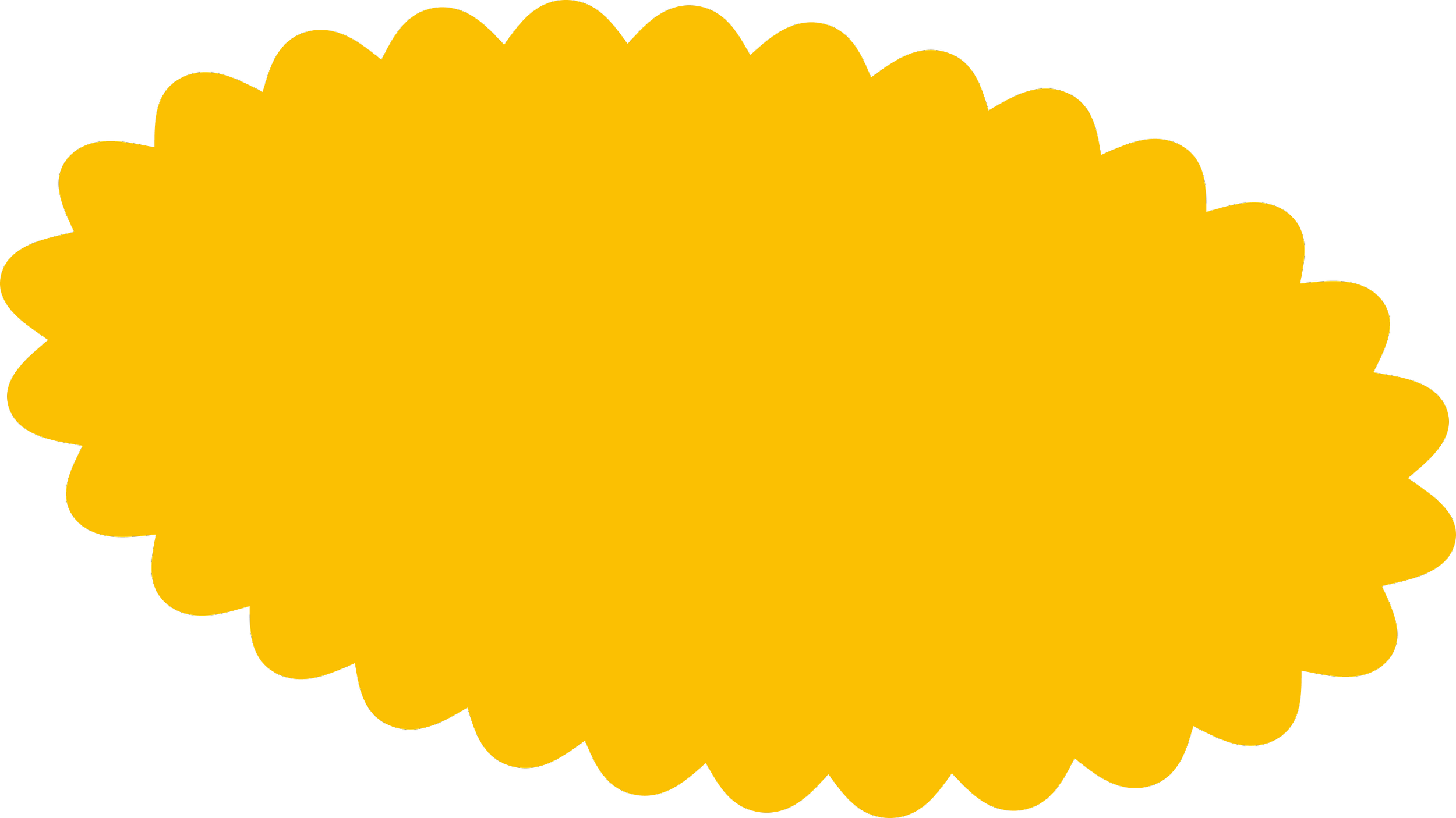 Yellow jagged speech bubble with black outline.