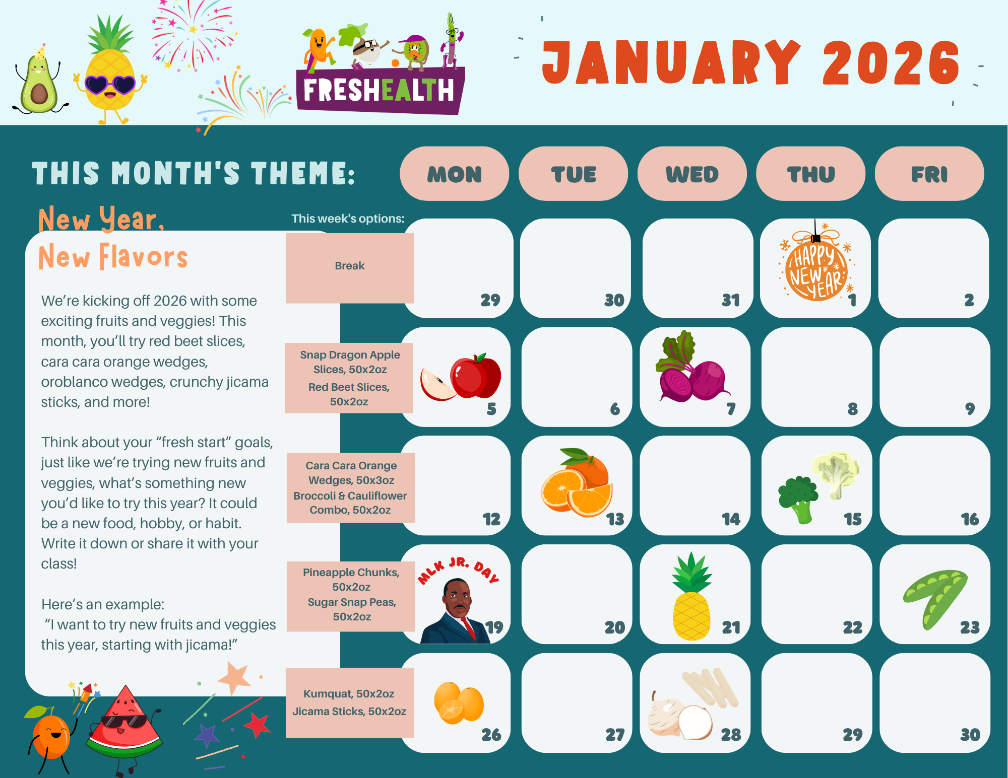 January 2026 FFVP Calendar DNO Produce FRESHEALTH