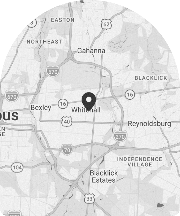 Map showing Whitelall in relation to nearby towns and highways in the area surrounding the east side of Indianapolis, Indiana.