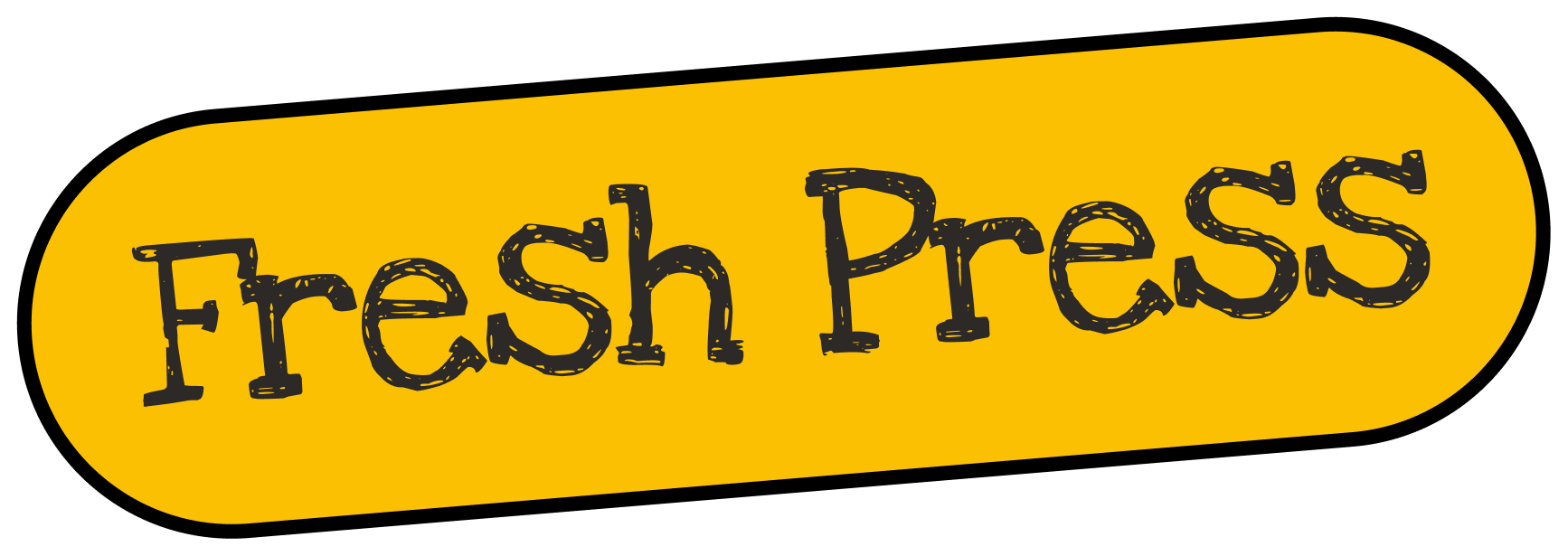 Yellow oval sign with black text reading 'Fresh Press'