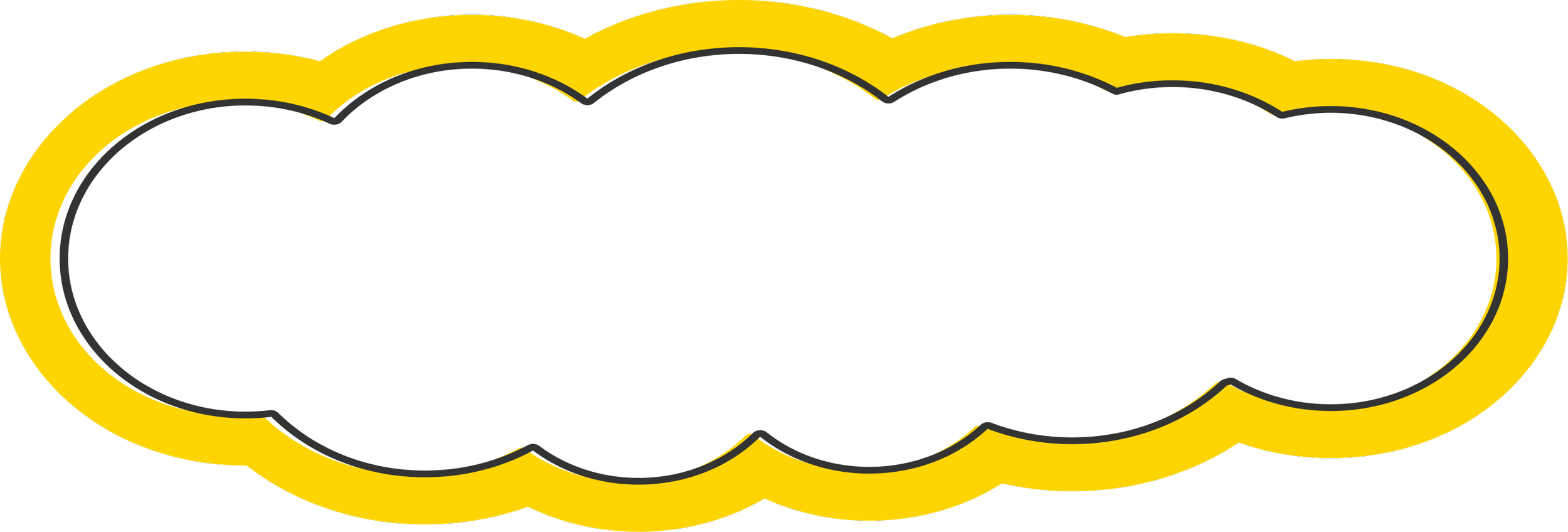 Blank comic book speech bubble with a yellow outline and a white interior.