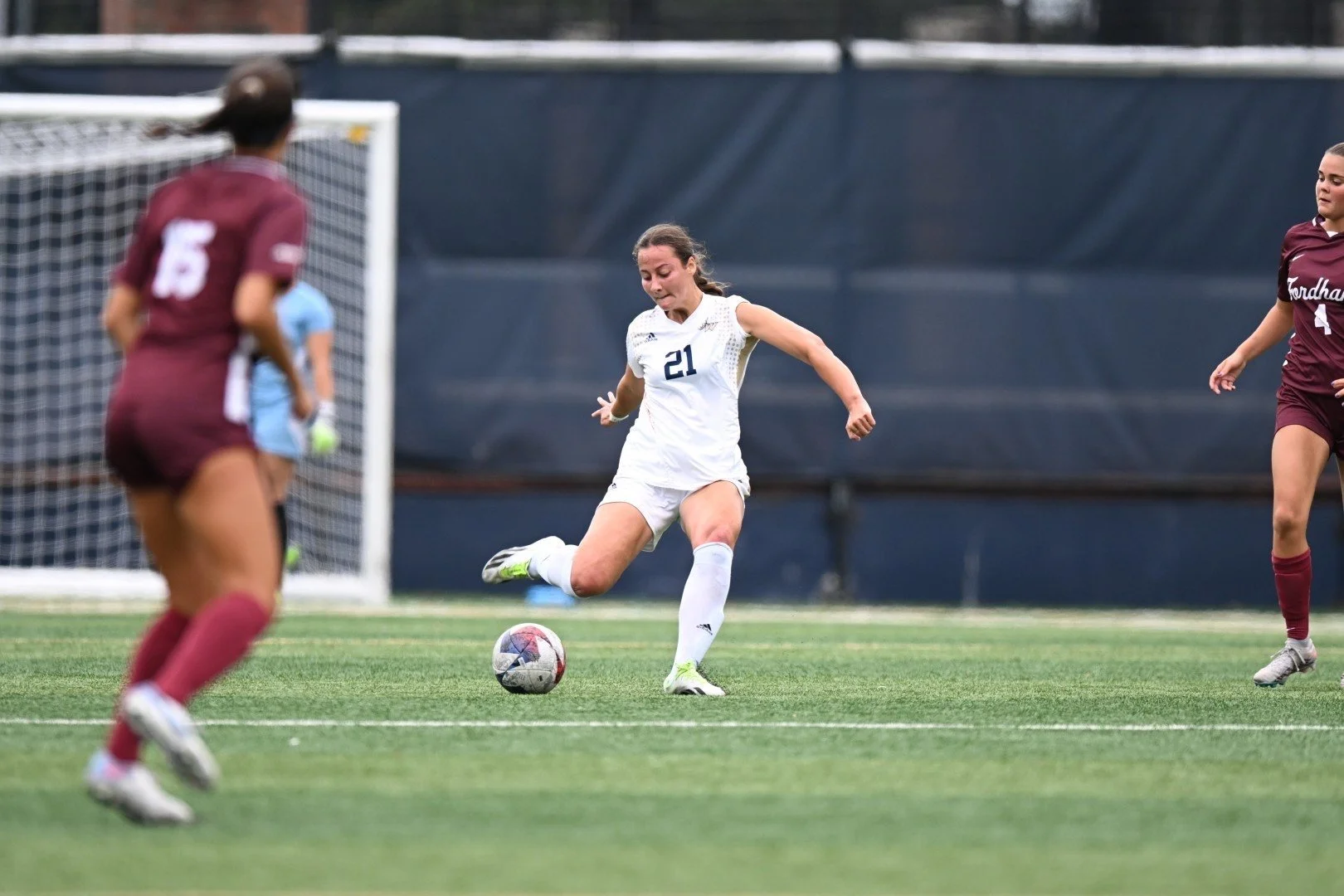 Soccer player passing the ball