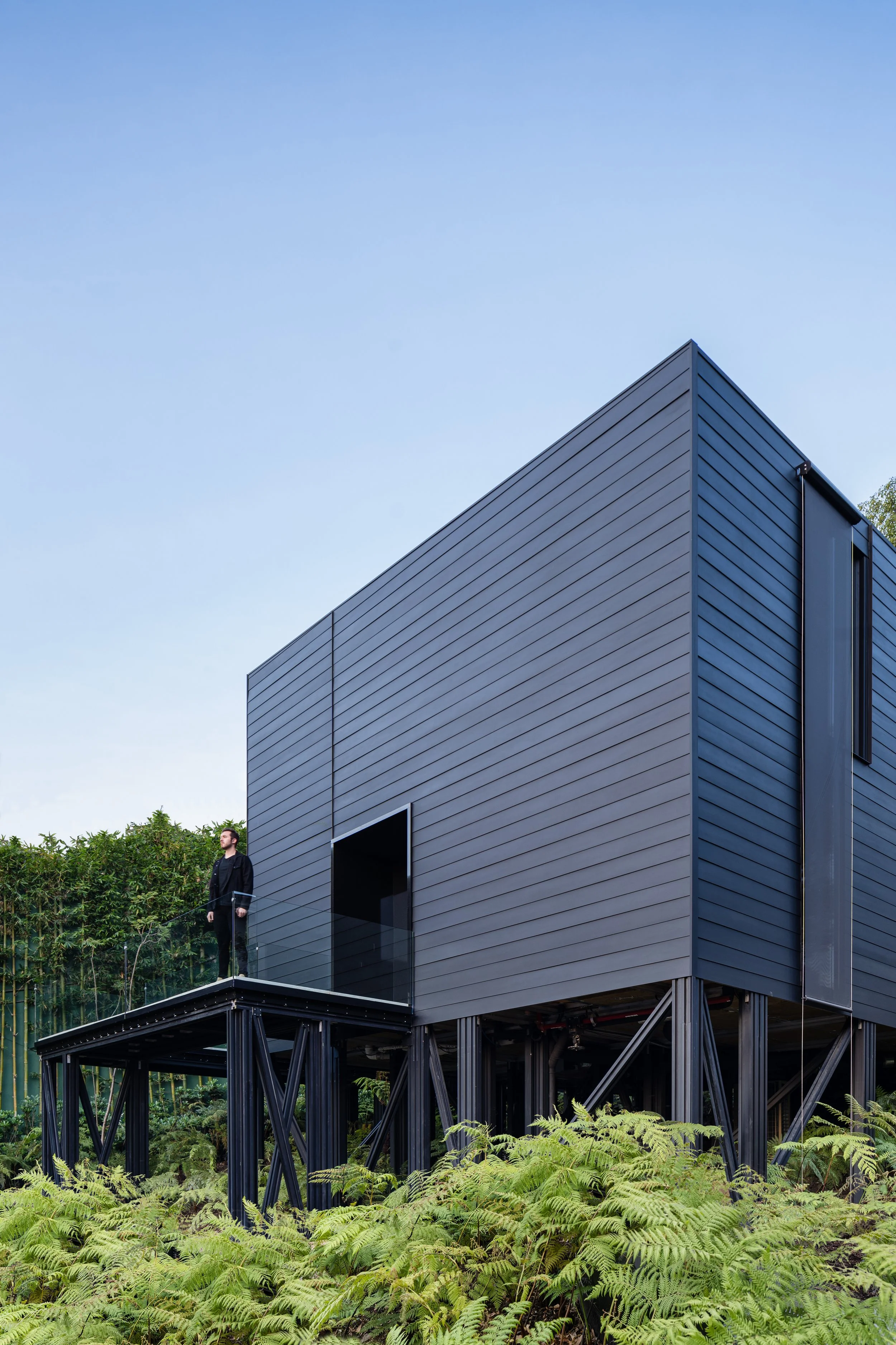 Pi Home by Rafael Aragonés Caballero: Innovative sustainable architecture and patented prefab aluminum construction system. A benchmark for high-end modular residential design. Photo by Joe Fletcher.