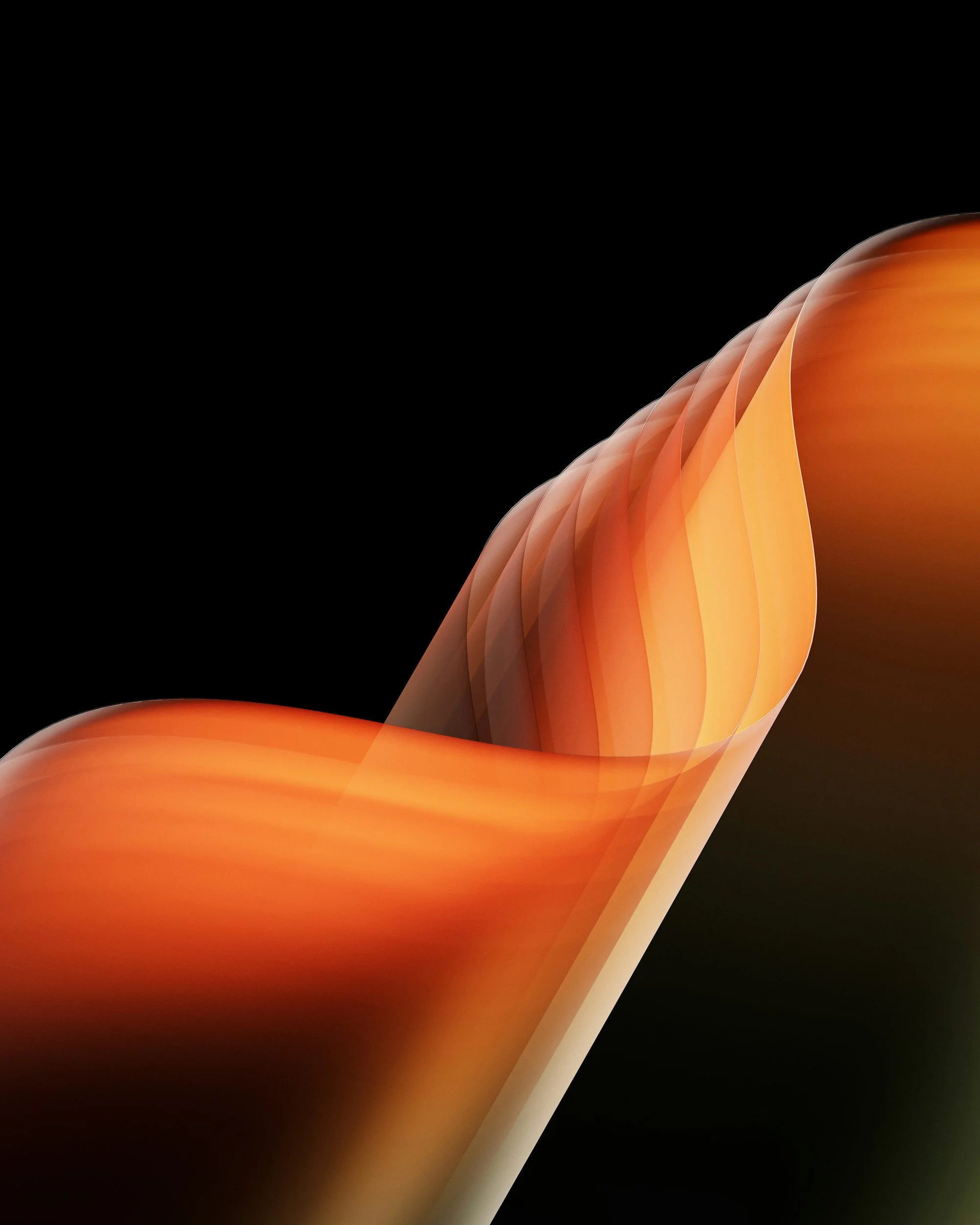 Abstract 3D flowing waves in gradients of deep red and orange against a dark background, illustrating fluid digital style exploration.