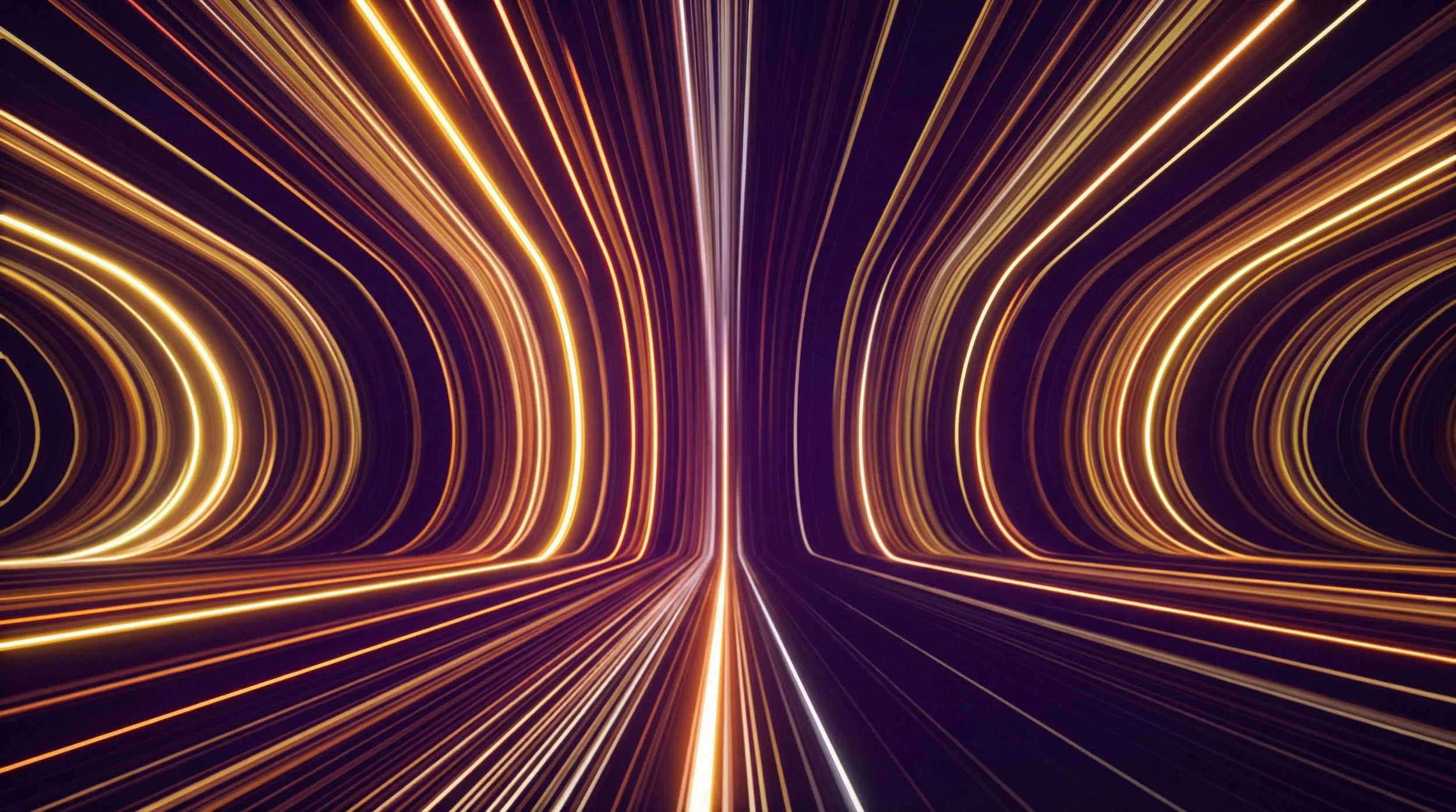 Dynamic vertical streaks of amber and purple light, symbolising the technical process of blending AI elements with live-action footage.