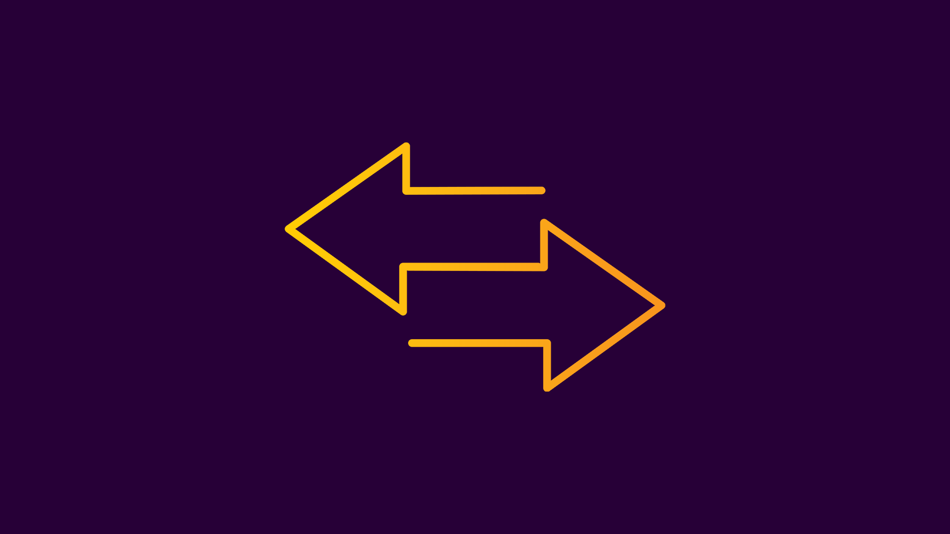 A minimalist yellow icon featuring two horizontal arrows pointing in opposite directions.