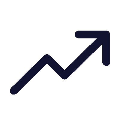 Gráfico de línea ascendente en color azul oscuro sobre fondo negro