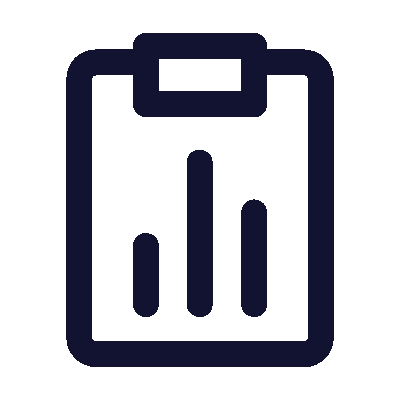 Ícono de una clipboard con gráficos de barras.