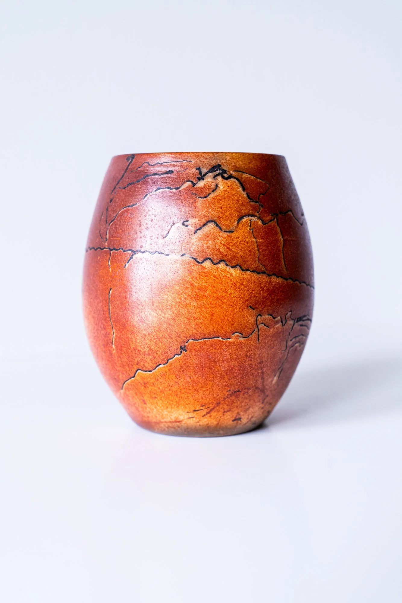 Raku Horse Hair Vessel - Thrown and raku fired with horse hair. 4.25” x 4” x 4”