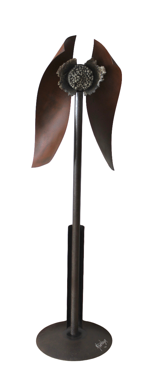 Manifest - Concept of showing or revealing something. Welded steel, cast stainless steel. 64” x 17” x 17”. 1987 
