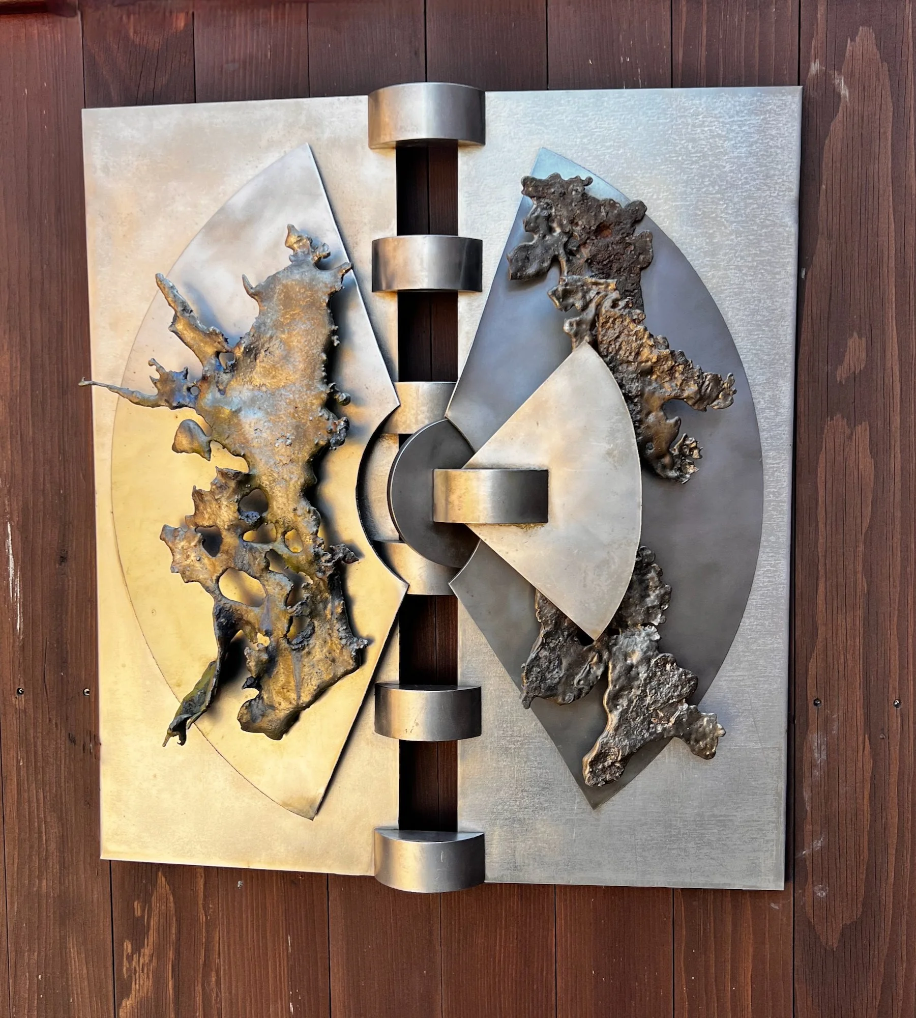 Out of Line - Inspired by one who doesn’t always follow the rules. Welded stainless steel. 30” x 30” x 5”. 1990