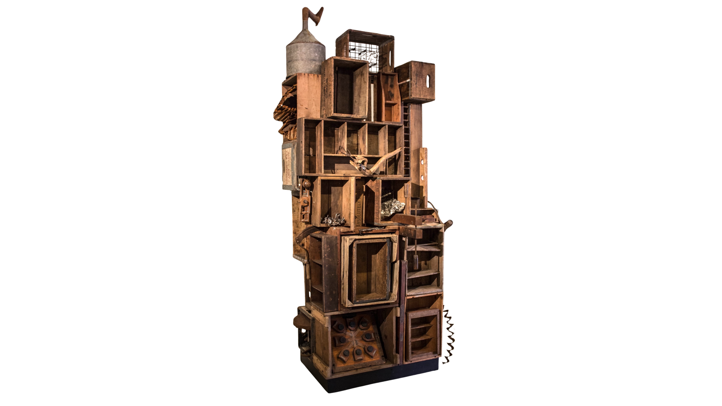 BOX TOWER, INSTALLATION
Steel, wood, found objects • 1987