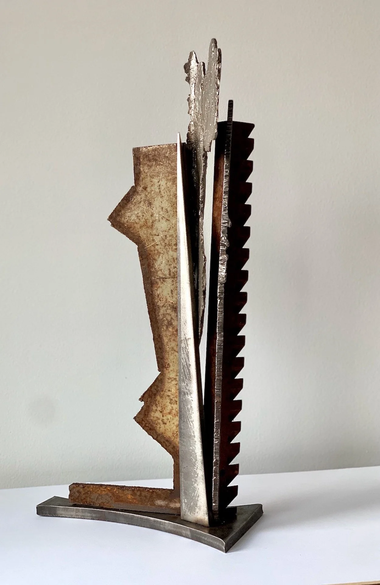 Division / Split - Concept of separating from a whole caused by conflicting opinions. Welded industrial steel forms, cast stainless steel. 22’ x 16” x 12” 2022