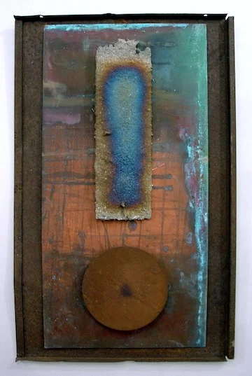 Motive - Inspired by the concept of a motif in art. Copper, steel, cast stainless steel. 25” x 16’ x 1”. 2006.