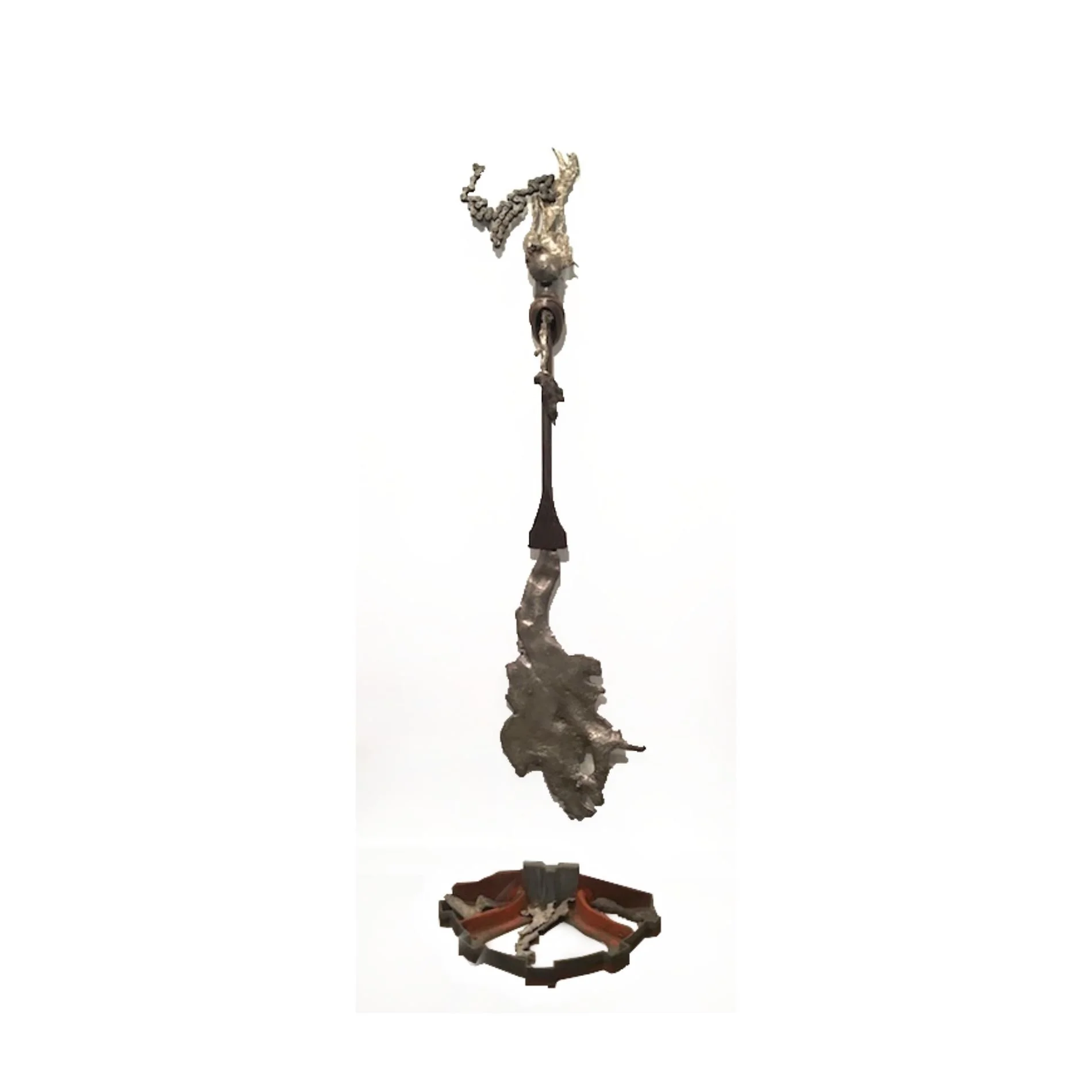 Melt Shop Aftermath - Inspired by the ability to directly control the casting process. Cast stainless steel, industrial chain, chisel, collar. 6’ x 15” x 6”  2020