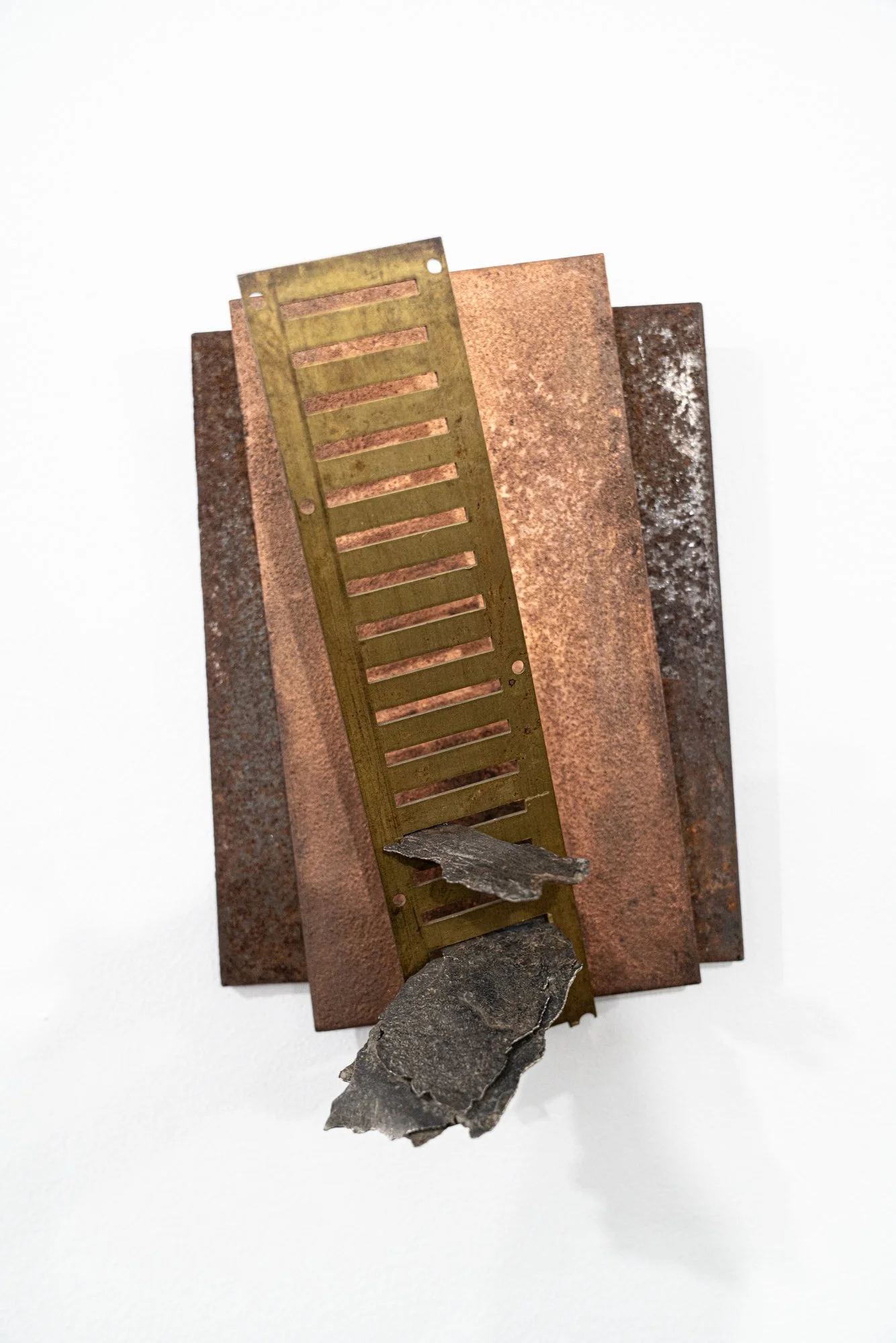 Ascend - Inspired by the ladder - like steel form. Steel, brass, cast stainless steel  6” x 8” x 6” 2015