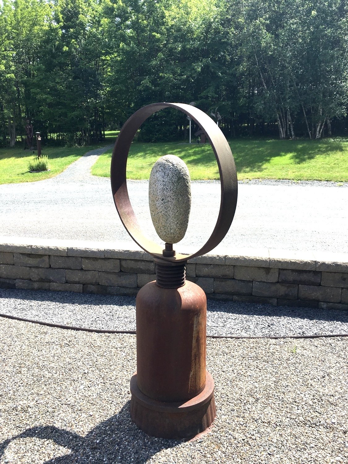 Seed Pod - Inspired by the power of seeds. Welded steel, ocean rock. 5’5” x 32” x 24”.1993.