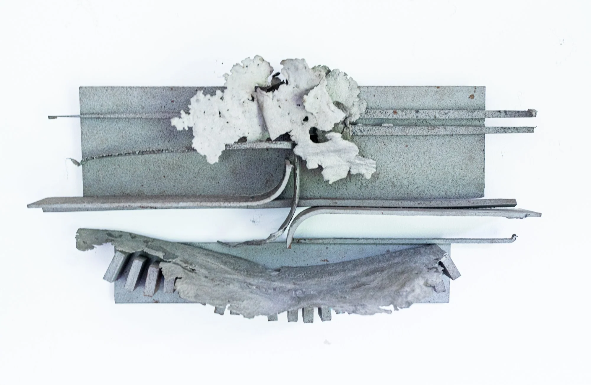 Treescape - Inspired by my love of trees and their root systems. Welded steel. Cast stainless steel. 8.5” x 15.5” x 4”. 1978 