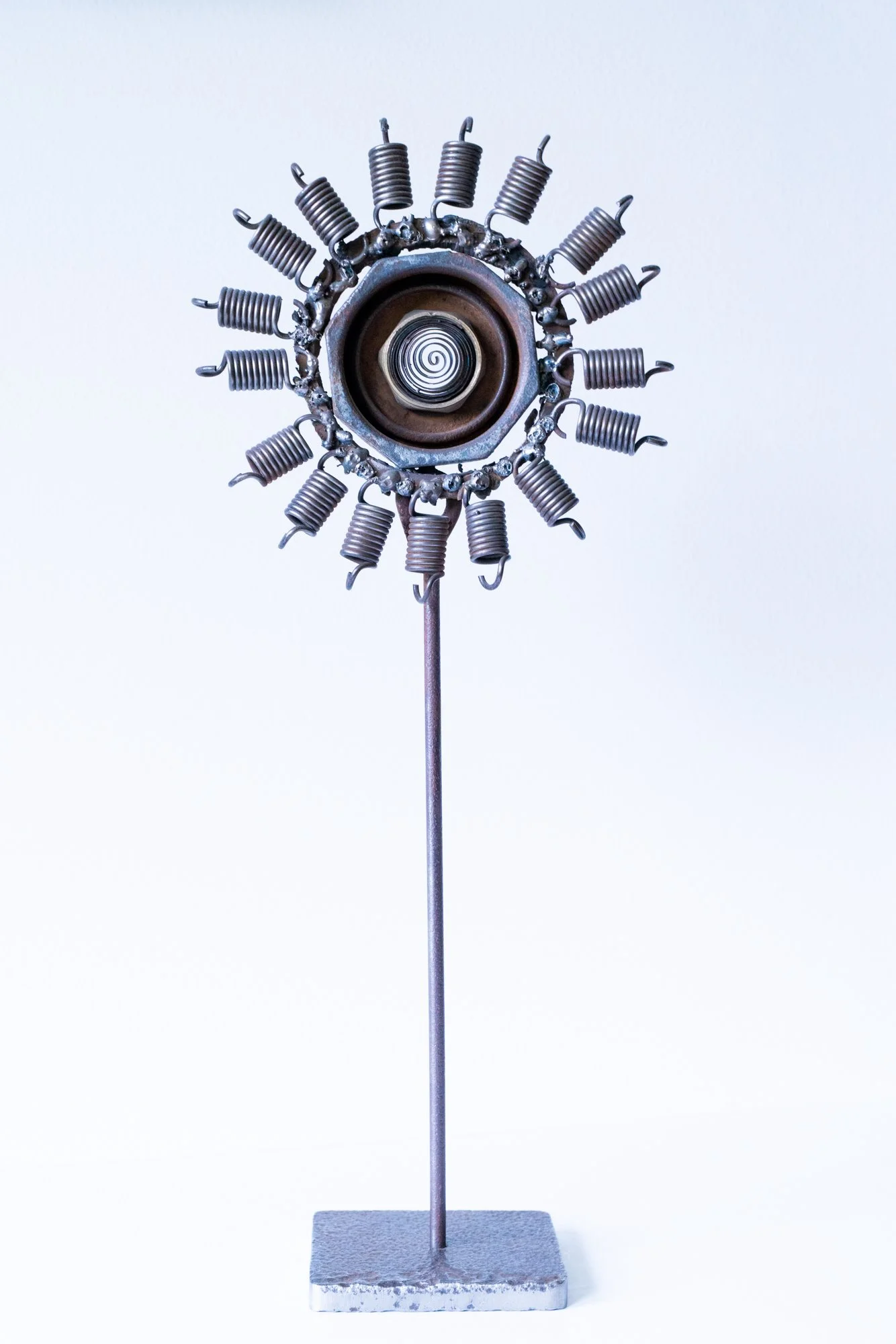 April’s Flower - Inspired by the birth of my granddaughter, April. Welded steel. 21” x 9” x 4”. 2019
